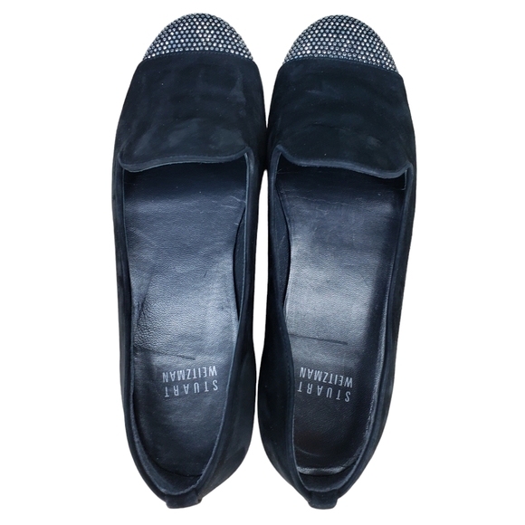 Stuart Weitzman Studon Mule Black Suede Size 5 Silver Studded Toe Slip On - Picture 6 of 7